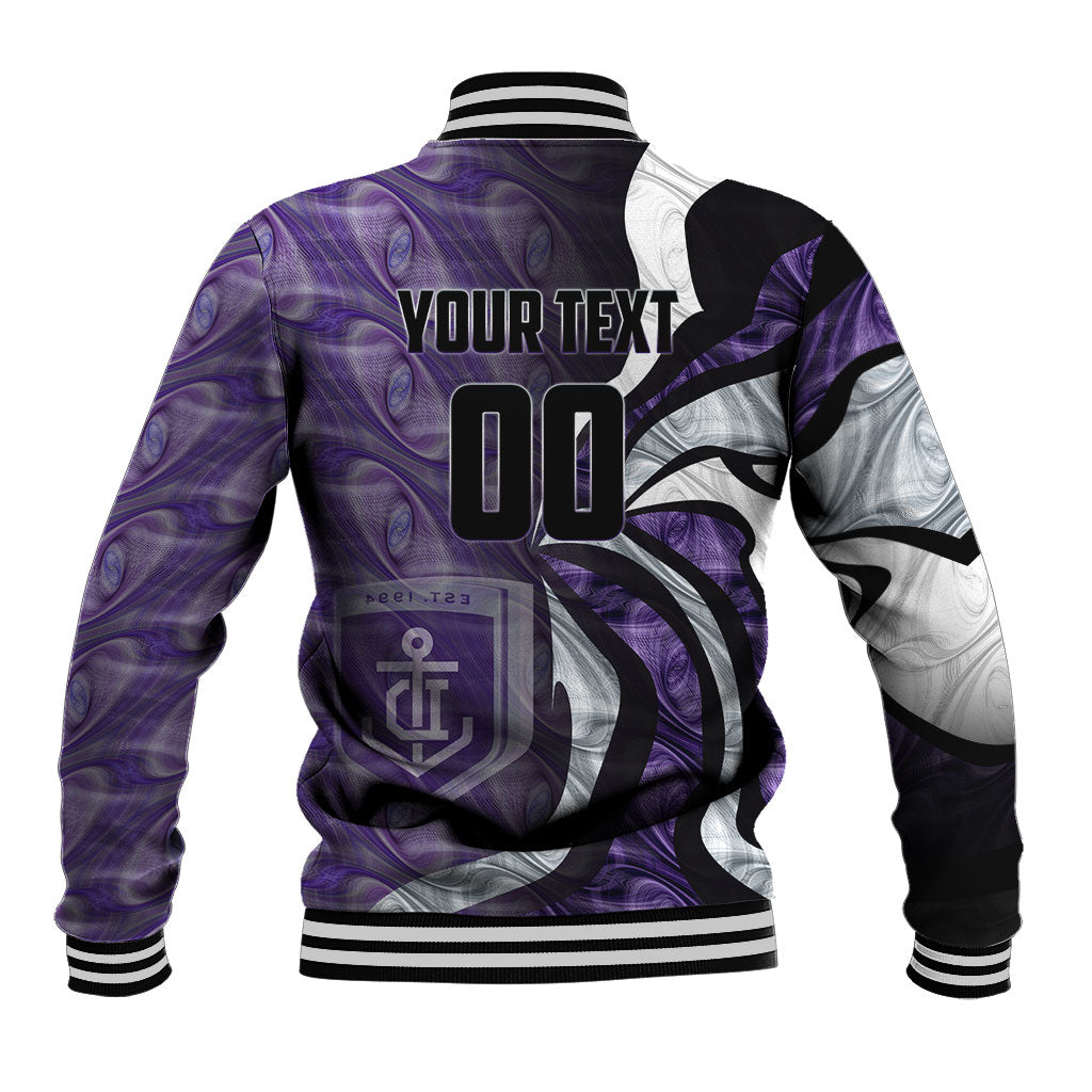 Personalised Fremantle Dockers Baseball Jacket Trippy Psychedelic Abstract Art Mascot Football Fans