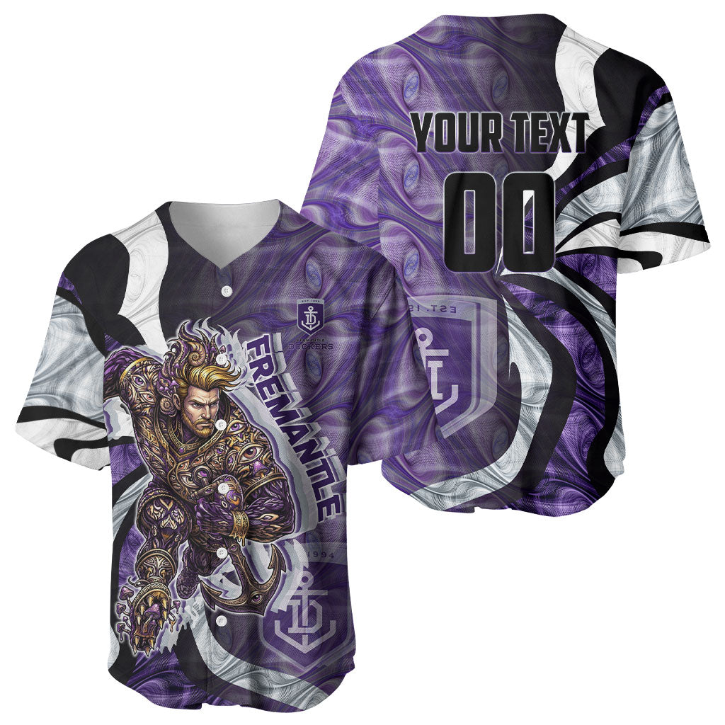 Personalised Fremantle Dockers Baseball Jersey Trippy Psychedelic Abstract Art Mascot Football Fans