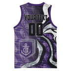 Personalised Fremantle Dockers Basketball Jersey Trippy Psychedelic Abstract Art Mascot Football Fans
