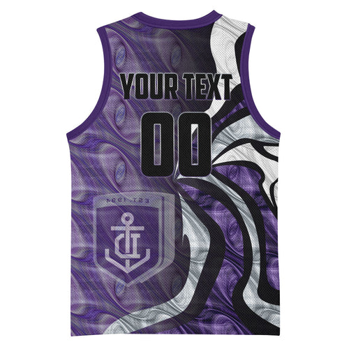 Personalised Fremantle Dockers Basketball Jersey Trippy Psychedelic Abstract Art Mascot Football Fans