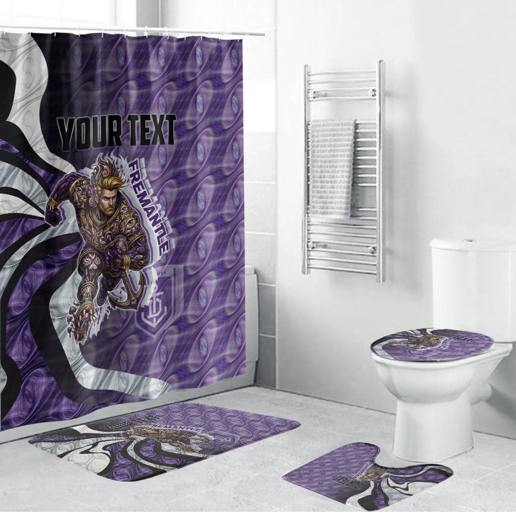 Personalised Fremantle Dockers Bathroom Set Trippy Psychedelic Abstract Art Mascot Football Fans