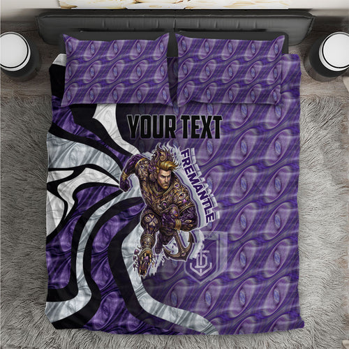 Personalised Fremantle Dockers Bedding Set Trippy Psychedelic Abstract Art Mascot Football Fans