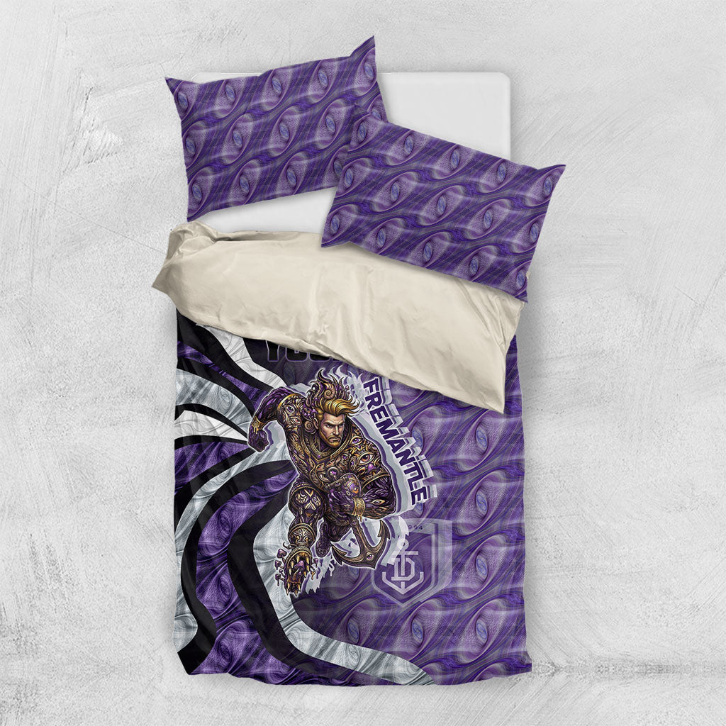 Personalised Fremantle Dockers Bedding Set Trippy Psychedelic Abstract Art Mascot Football Fans