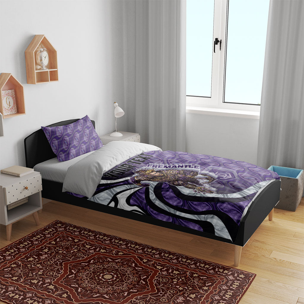 Personalised Fremantle Dockers Bedding Set Trippy Psychedelic Abstract Art Mascot Football Fans