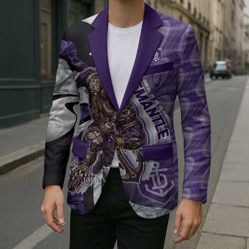 Personalised Fremantle Dockers Blazer Trippy Psychedelic Abstract Art Mascot Football Fans