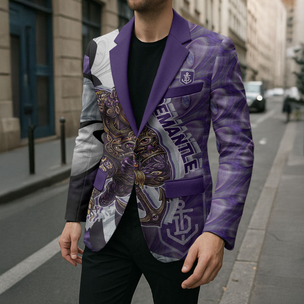 Personalised Fremantle Dockers Blazer Trippy Psychedelic Abstract Art Mascot Football Fans