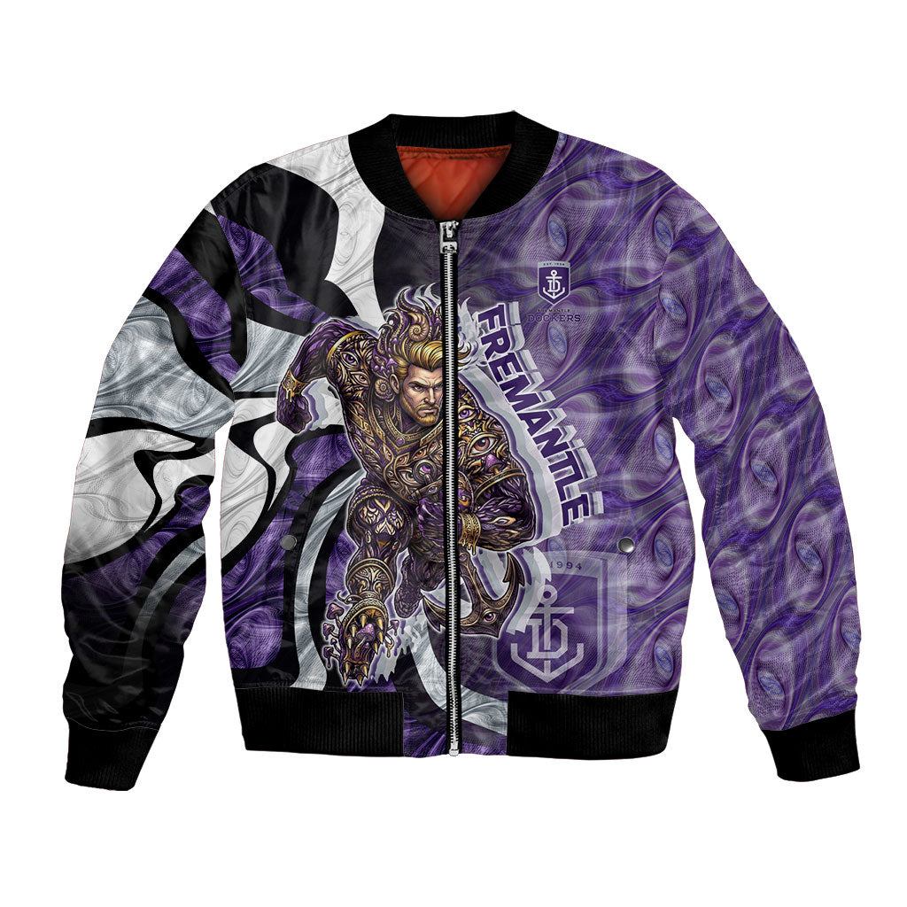 Personalised Fremantle Dockers Bomber Jacket Trippy Psychedelic Abstract Art Mascot Football Fans