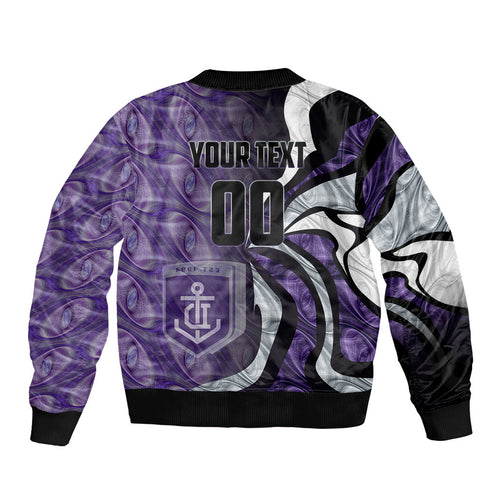 Personalised Fremantle Dockers Bomber Jacket Trippy Psychedelic Abstract Art Mascot Football Fans