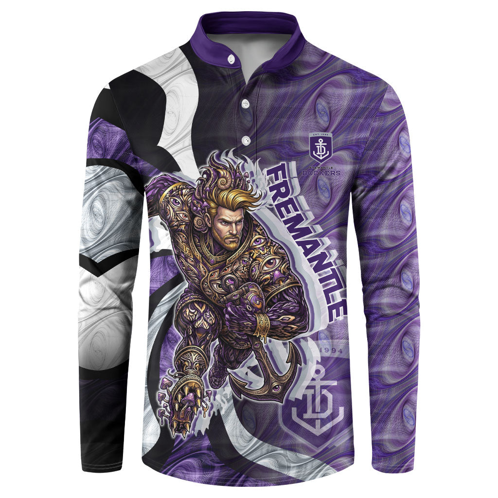 Personalised Fremantle Dockers Button Sweatshirt Trippy Psychedelic Abstract Art Mascot Football Fans