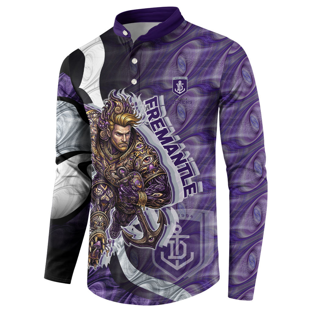 Personalised Fremantle Dockers Button Sweatshirt Trippy Psychedelic Abstract Art Mascot Football Fans