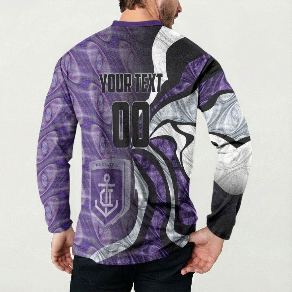 Personalised Fremantle Dockers Button Sweatshirt Trippy Psychedelic Abstract Art Mascot Football Fans