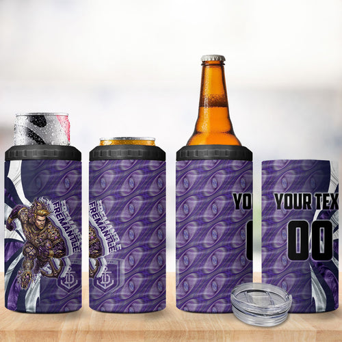 Personalised Fremantle Dockers 4 in 1 Can Cooler Tumbler Trippy Psychedelic Abstract Art Mascot Football Fans