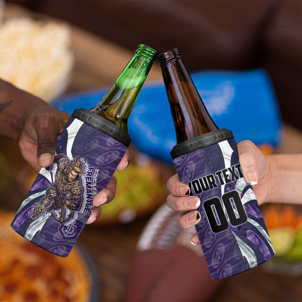 Personalised Fremantle Dockers 4 in 1 Can Cooler Tumbler Trippy Psychedelic Abstract Art Mascot Football Fans