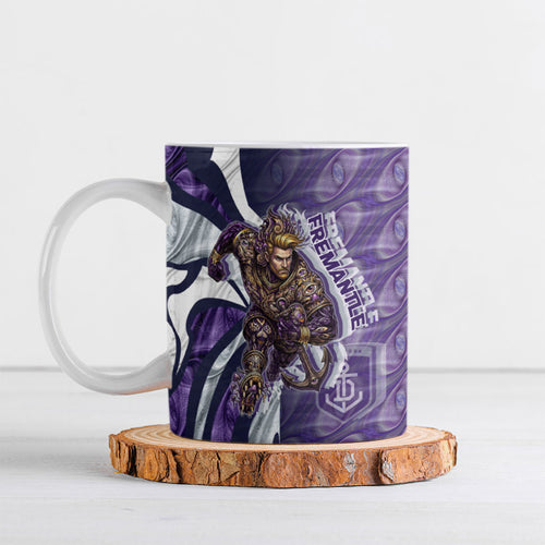 Personalised Fremantle Dockers Ceramic Mug Trippy Psychedelic Abstract Art Mascot Football Fans