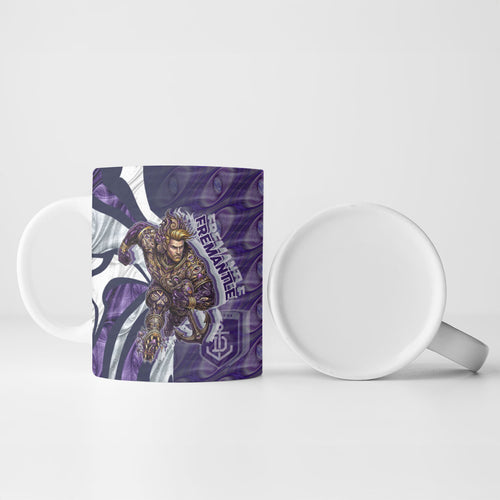 Personalised Fremantle Dockers Ceramic Mug Trippy Psychedelic Abstract Art Mascot Football Fans