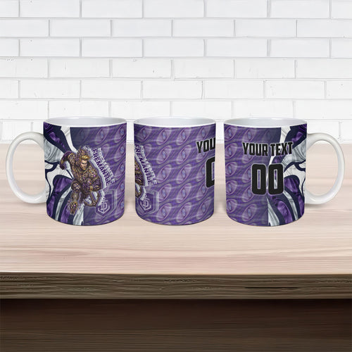 Personalised Fremantle Dockers Ceramic Mug Trippy Psychedelic Abstract Art Mascot Football Fans