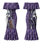 Personalised Fremantle Dockers Couples Matching Mermaid Dress and Hawaiian Shirt Trippy Psychedelic Abstract Art Mascot Football Fans