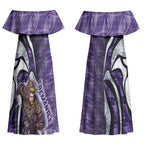 Personalised Fremantle Dockers Couples Matching Off Shoulder Maxi Dress and Long Sleeve Button Shirt Trippy Psychedelic Abstract Art Mascot Football Fans