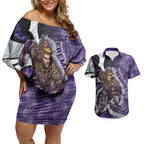 Personalised Fremantle Dockers Couples Matching Off Shoulder Short Dress and Hawaiian Shirt Trippy Psychedelic Abstract Art Mascot Football Fans
