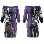 Personalised Fremantle Dockers Couples Matching Off The Shoulder Long Sleeve Dress and Hawaiian Shirt Trippy Psychedelic Abstract Art Mascot Football Fans
