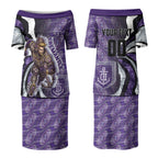 Personalised Fremantle Dockers Couples Matching Puletasi and Hawaiian Shirt Trippy Psychedelic Abstract Art Mascot Football Fans