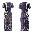 Personalised Fremantle Dockers Couples Matching Short Sleeve Bodycon Dress and Hawaiian Shirt Trippy Psychedelic Abstract Art Mascot Football Fans
