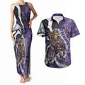 Personalised Fremantle Dockers Couples Matching Tank Maxi Dress and Hawaiian Shirt Trippy Psychedelic Abstract Art Mascot Football Fans