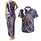 Personalised Fremantle Dockers Couples Matching Tank Maxi Dress and Hawaiian Shirt Trippy Psychedelic Abstract Art Mascot Football Fans