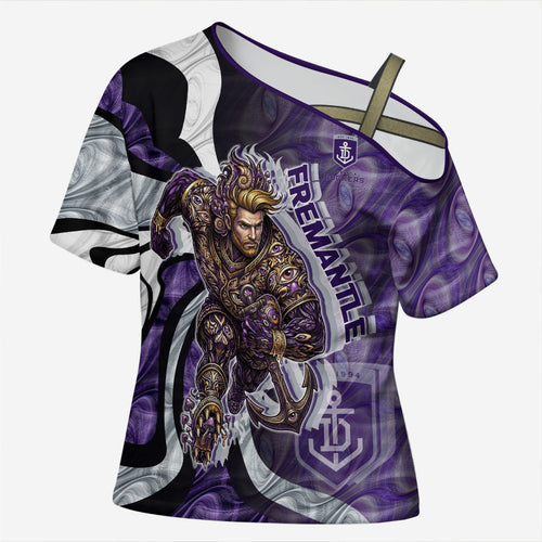 Personalised Fremantle Dockers Cross Shoulder Shirt Trippy Psychedelic Abstract Art Mascot Football Fans