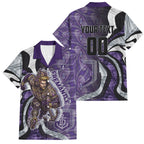Personalised Fremantle Dockers Family Matching Long Sleeve Bodycon Dress and Hawaiian Shirt Trippy Psychedelic Abstract Art Mascot Football Fans