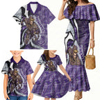 Personalised Fremantle Dockers Family Matching Mermaid Dress and Hawaiian Shirt Trippy Psychedelic Abstract Art Mascot Football Fans