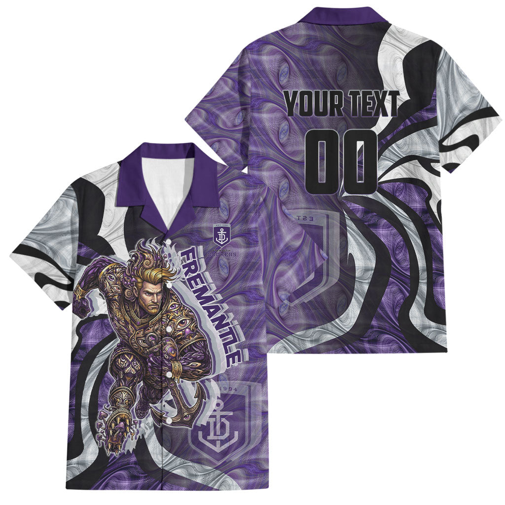 Personalised Fremantle Dockers Family Matching Puletasi and Hawaiian Shirt Trippy Psychedelic Abstract Art Mascot Football Fans