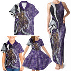 Personalised Fremantle Dockers Family Matching Tank Maxi Dress and Hawaiian Shirt Trippy Psychedelic Abstract Art Mascot Football Fans
