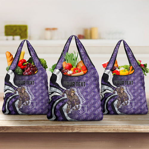 Personalised Fremantle Dockers Grocery Bag Trippy Psychedelic Abstract Art Mascot Football Fans