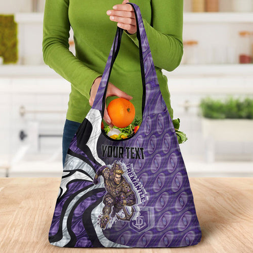 Personalised Fremantle Dockers Grocery Bag Trippy Psychedelic Abstract Art Mascot Football Fans