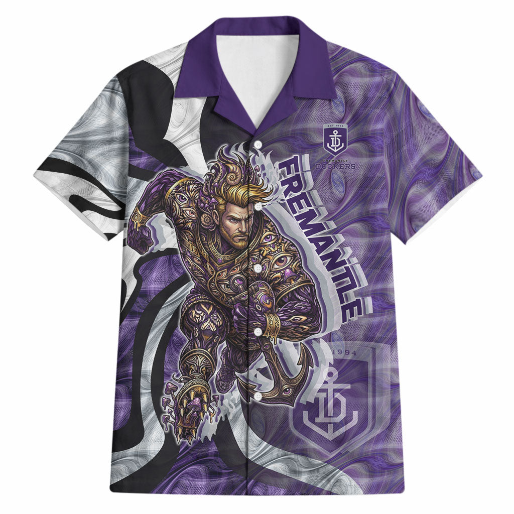 Personalised Fremantle Dockers Hawaiian Shirt Trippy Psychedelic Abstract Art Mascot Football Fans