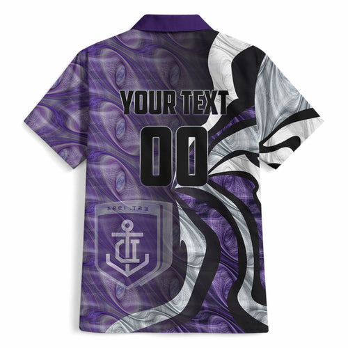 Personalised Fremantle Dockers Hawaiian Shirt Trippy Psychedelic Abstract Art Mascot Football Fans