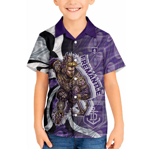 Personalised Fremantle Dockers Hawaiian Shirt Trippy Psychedelic Abstract Art Mascot Football Fans