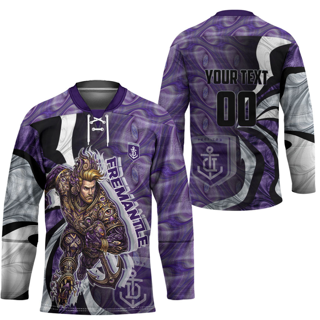 Personalised Fremantle Dockers Hockey Jersey Trippy Psychedelic Abstract Art Mascot Football Fans