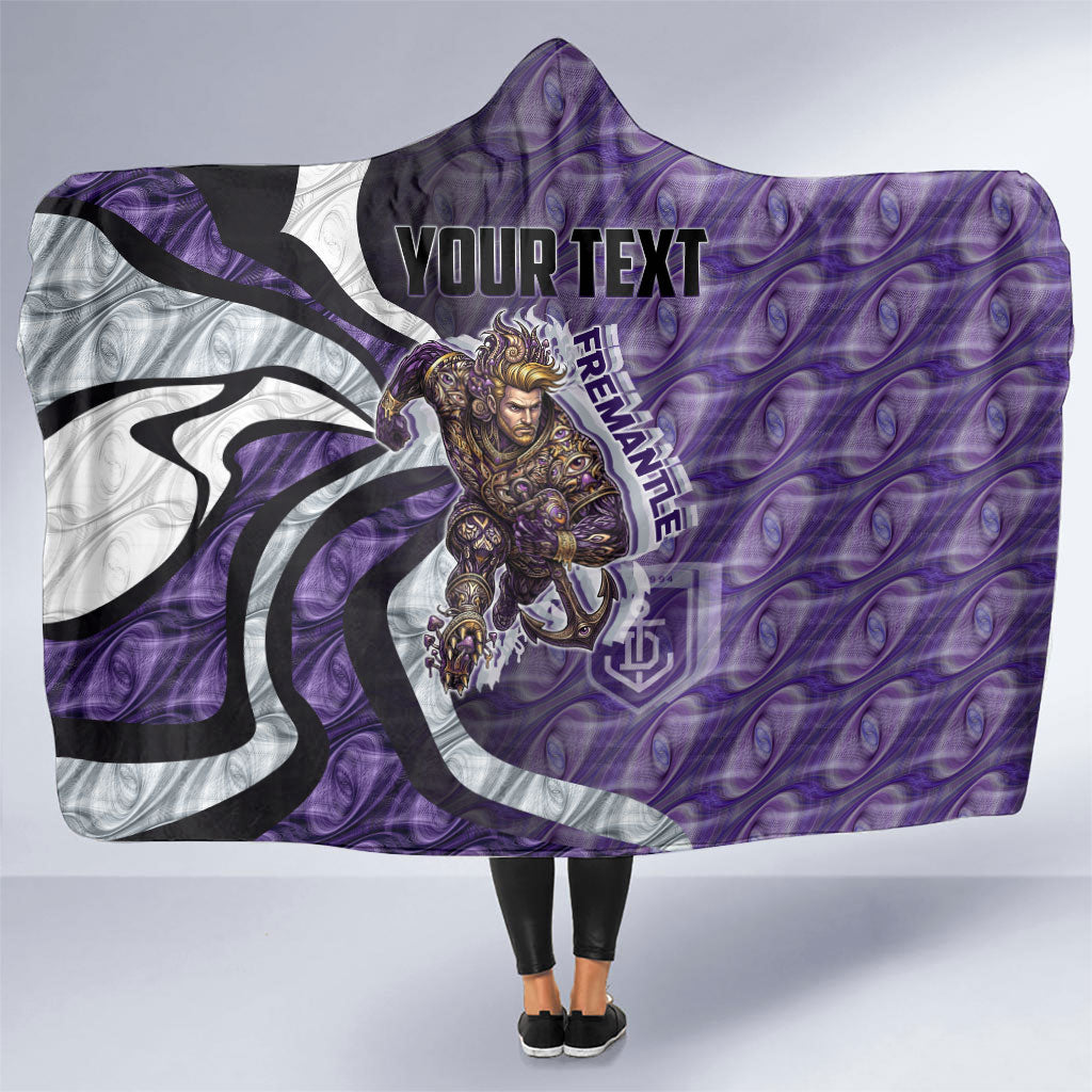 Personalised Fremantle Dockers Hooded Blanket Trippy Psychedelic Abstract Art Mascot Football Fans