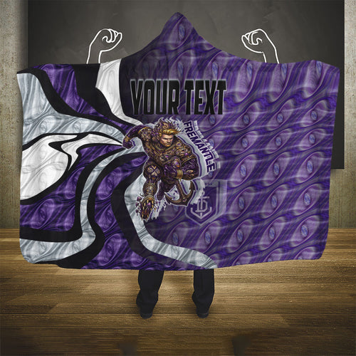 Personalised Fremantle Dockers Hooded Blanket Trippy Psychedelic Abstract Art Mascot Football Fans