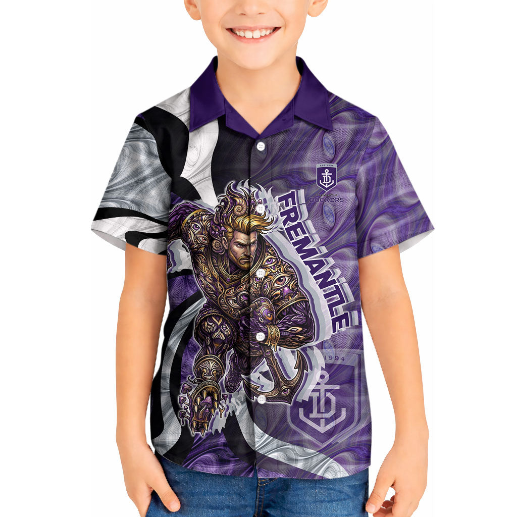 Personalised Fremantle Dockers Kid Hawaiian Shirt Trippy Psychedelic Abstract Art Mascot Football Fans