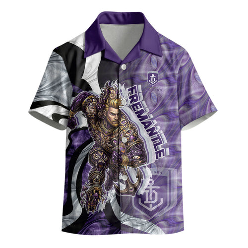 Personalised Fremantle Dockers Kid Hawaiian Shirt Trippy Psychedelic Abstract Art Mascot Football Fans