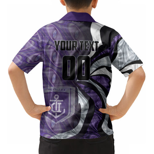 Personalised Fremantle Dockers Kid Hawaiian Shirt Trippy Psychedelic Abstract Art Mascot Football Fans