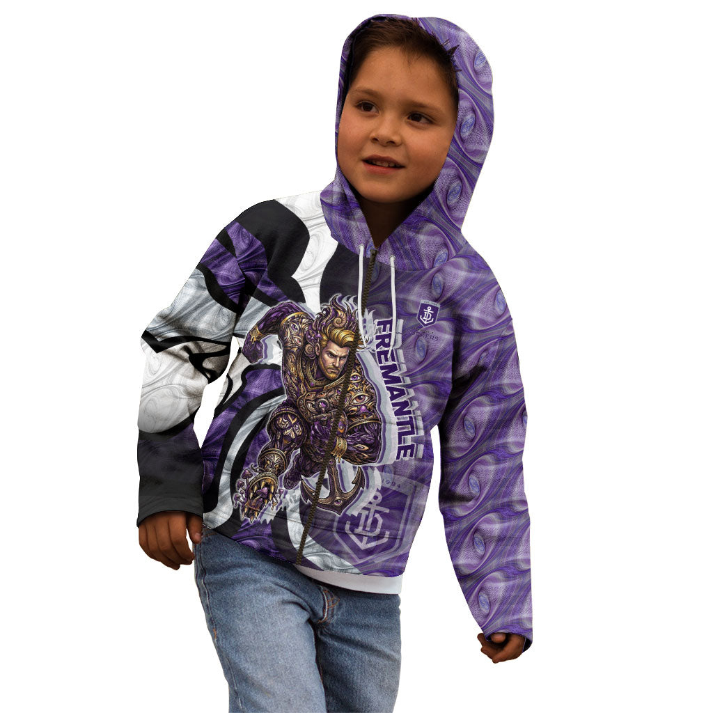 Personalised Fremantle Dockers Kid Hoodie Trippy Psychedelic Abstract Art Mascot Football Fans