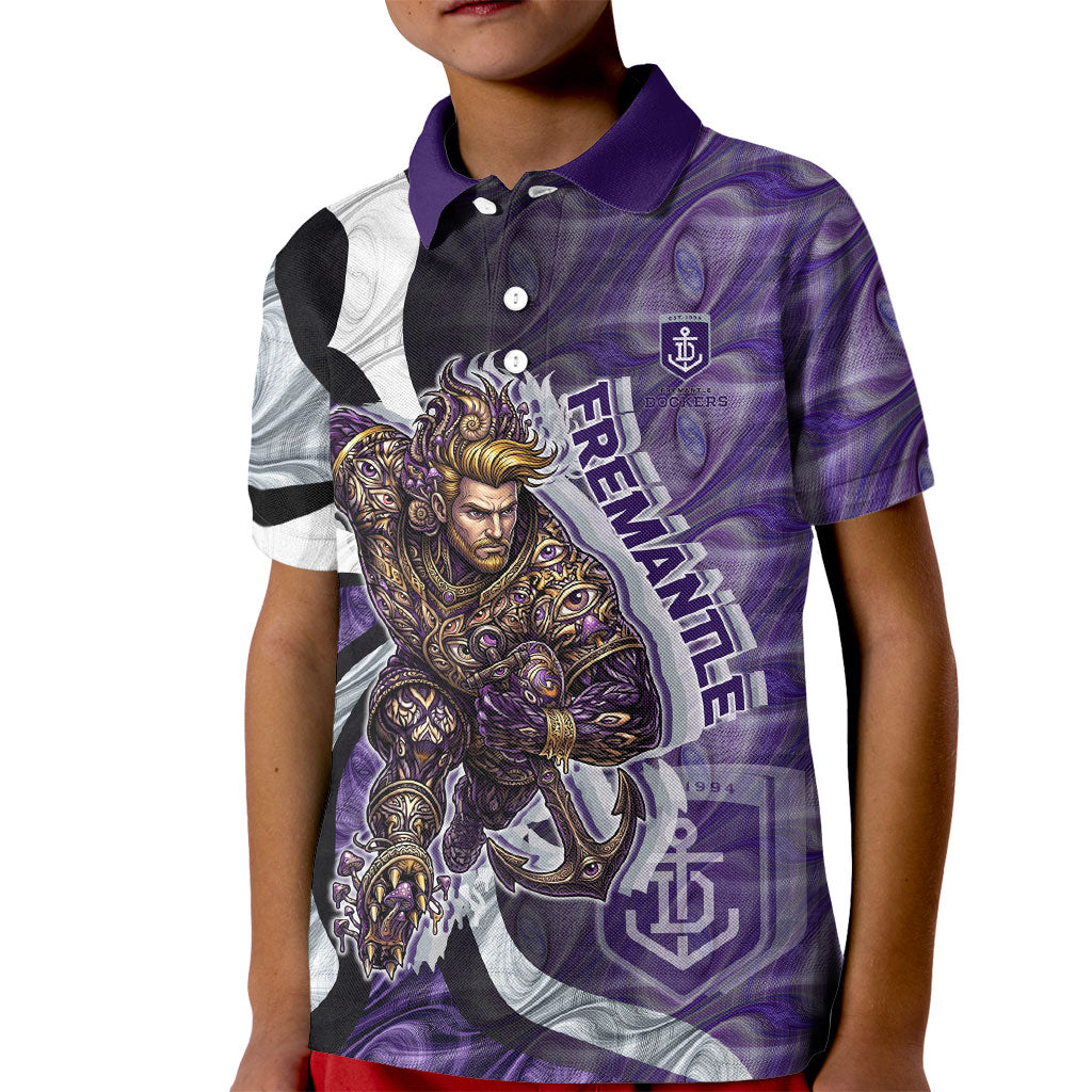 Personalised Fremantle Dockers Kid Polo Shirt Trippy Psychedelic Abstract Art Mascot Football Fans