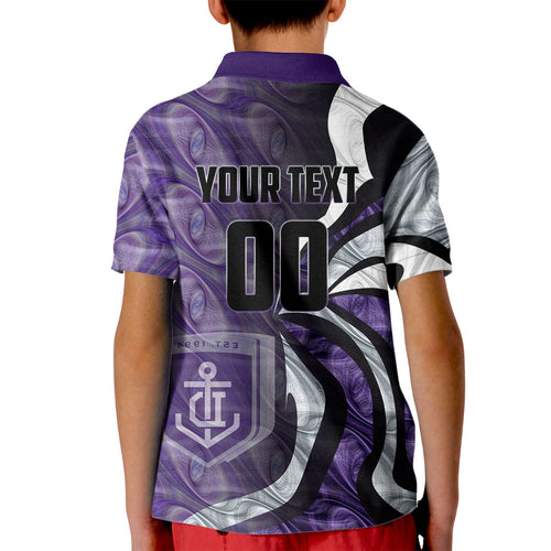 Personalised Fremantle Dockers Kid Polo Shirt Trippy Psychedelic Abstract Art Mascot Football Fans