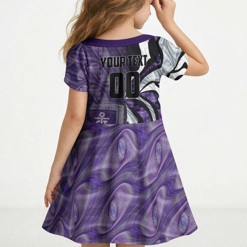 Personalised Fremantle Dockers Kid Short Sleeve Dress Trippy Psychedelic Abstract Art Mascot Football Fans
