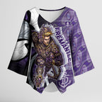 Personalised Fremantle Dockers Kimono Sleeve Blouse Trippy Psychedelic Abstract Art Mascot Football Fans
