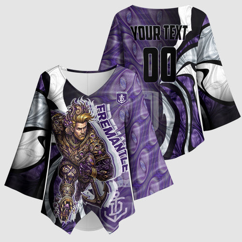 Personalised Fremantle Dockers Kimono Sleeve Blouse Trippy Psychedelic Abstract Art Mascot Football Fans